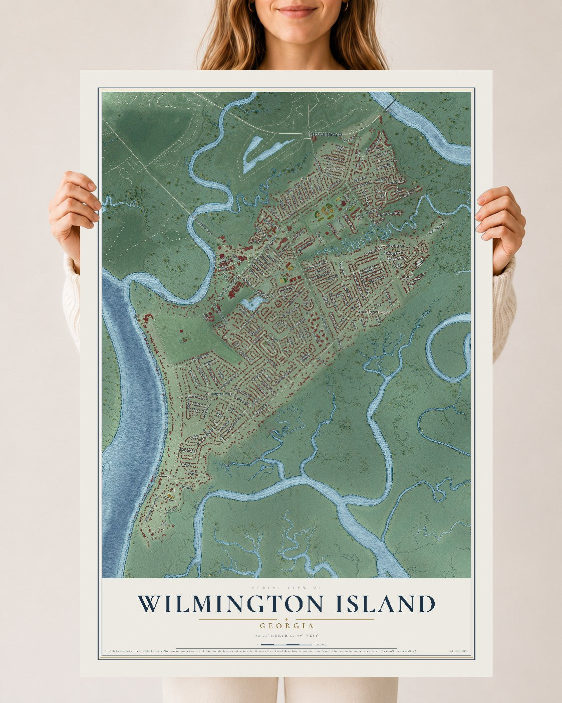 Wilmington Island, Georgia map print, 24" x 36" Archival Matte Print mockup
