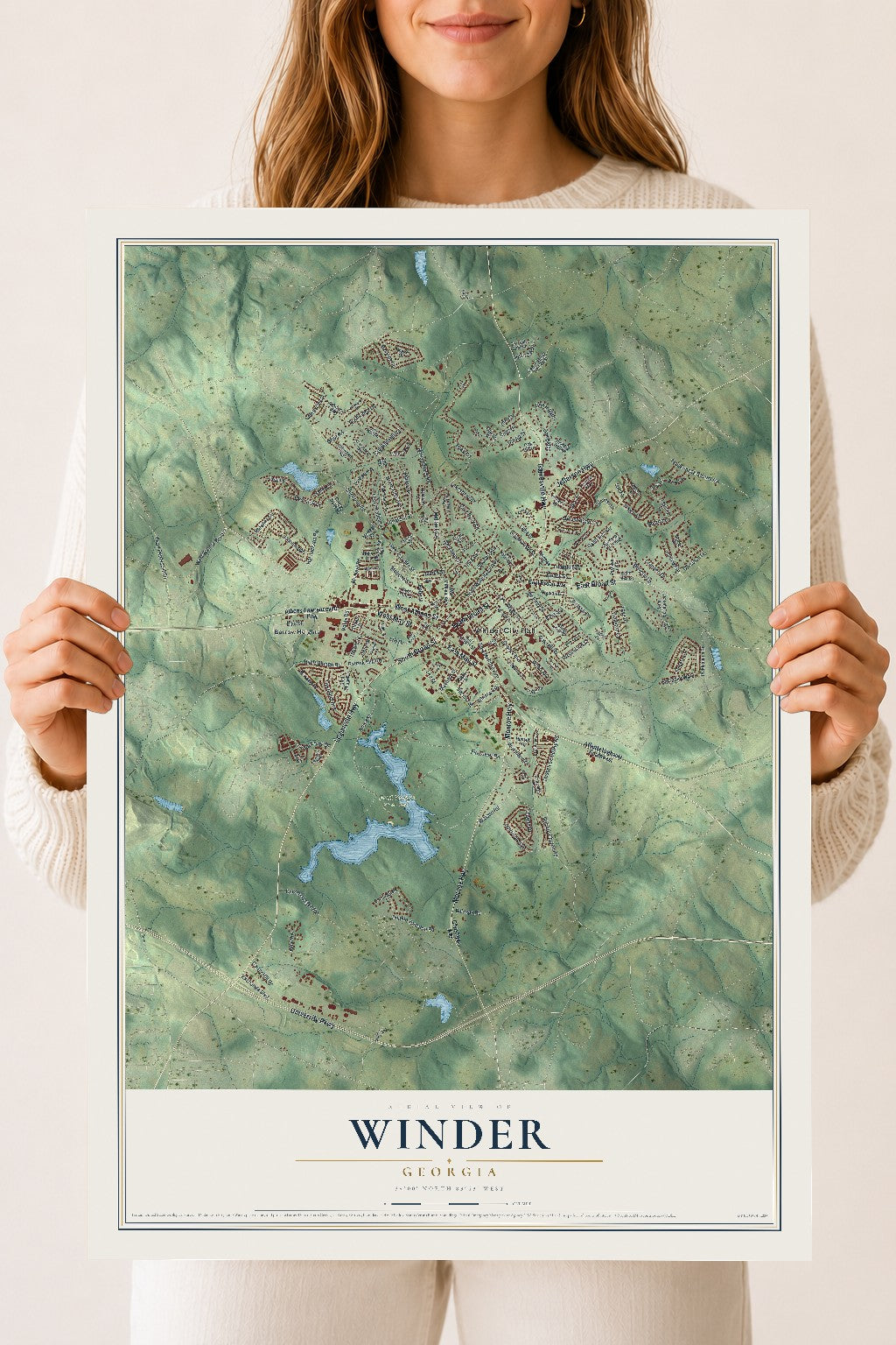 Winder, Georgia map print, 18" x 24" Archival Matte Print mockup