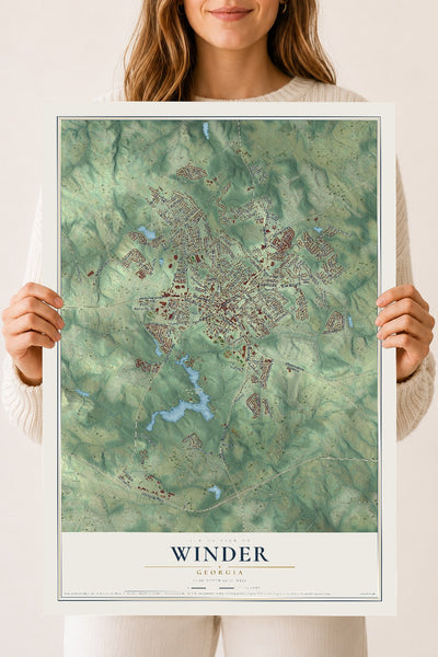Winder, Georgia map print, 18" x 24" Archival Matte Print mockup