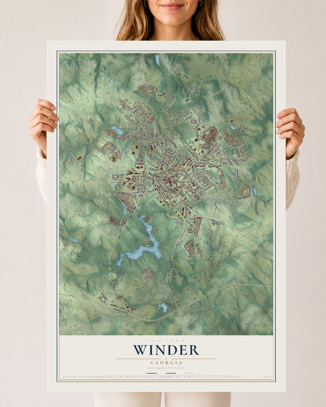 Winder, Georgia map print, 24" x 36" Archival Matte Print mockup
