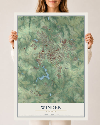 Winder, Georgia map print, 24" x 36" Archival Matte Print mockup
