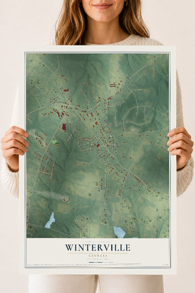 Winterville, Georgia map print, 18" x 24" Archival Matte Print mockup