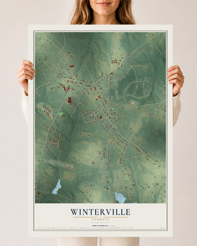 Winterville, Georgia map print, 24" x 36" Archival Matte Print mockup