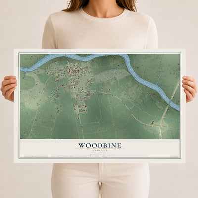 Woodbine, Georgia map print, 12" x 18" Archival Matte Print mockup