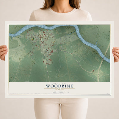 Woodbine, Georgia map print, 18" x 24" Archival Matte Print mockup