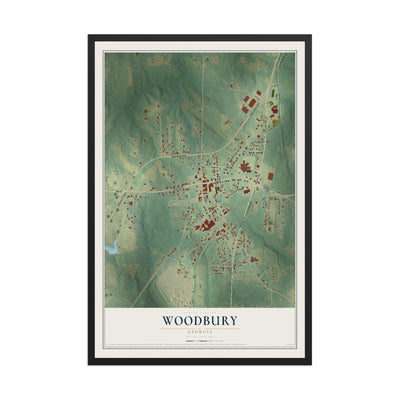 Woodbury, Georgia map print, 12" x 18" W/ Black Ayous Wood Frame mockup