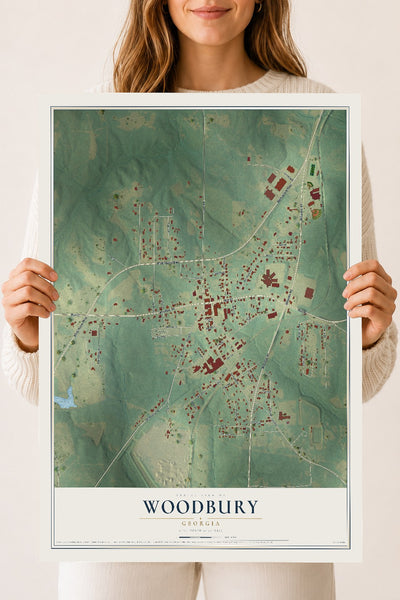 Woodbury, Georgia map print, 18" x 24" Archival Matte Print mockup