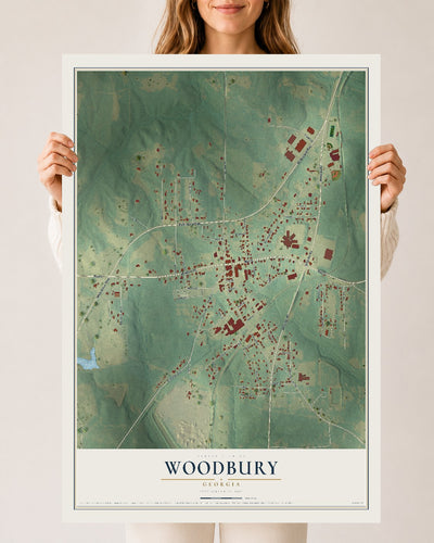 Woodbury, Georgia map print, 24" x 36" Archival Matte Print mockup