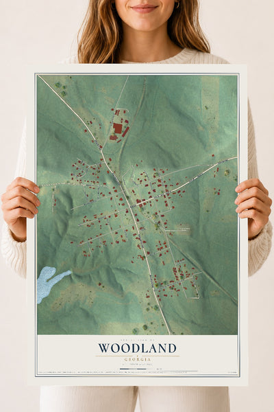 Woodland, Georgia map print, 18" x 24" Archival Matte Print mockup