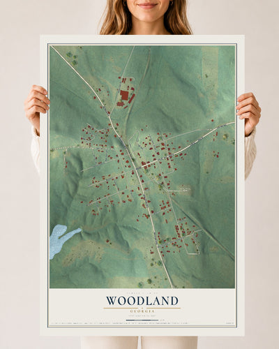 Woodland, Georgia map print, 24" x 36" Archival Matte Print mockup