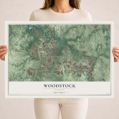 Woodstock, Georgia map print, 18" x 24" Archival Matte Print mockup