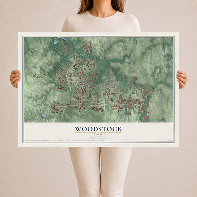 Woodstock, Georgia map print, 24" x 36" Archival Matte Print mockup