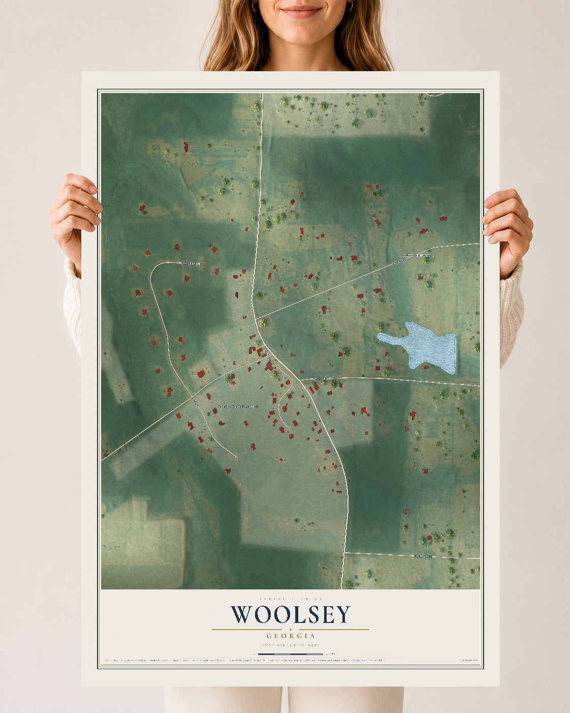 Woolsey, Georgia map print, 24" x 36" Archival Matte Print mockup