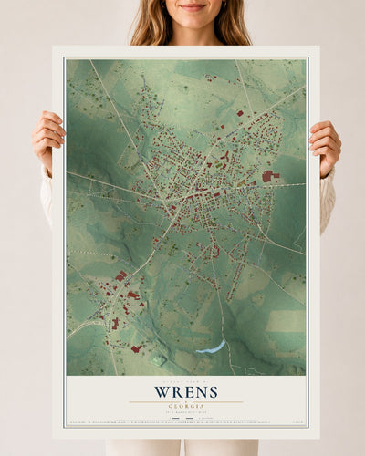 Wrens, Georgia map print, 24" x 36" Archival Matte Print mockup