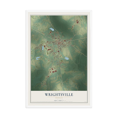 Wrightsville, Georgia map print, 12" x 18" W/ White Ayous Wood Frame mockup