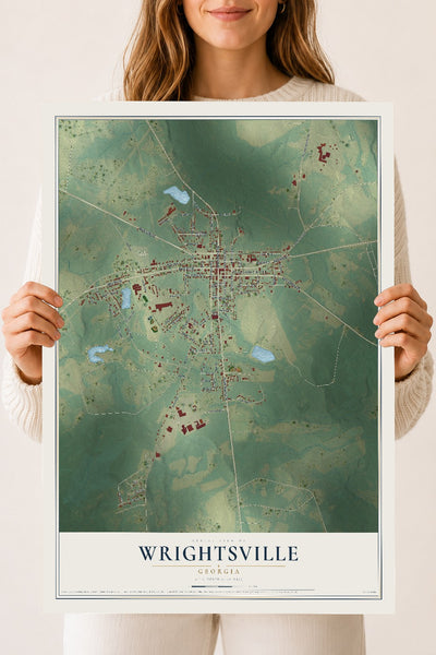 Wrightsville, Georgia map print, 18" x 24" Archival Matte Print mockup