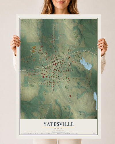 Yatesville, Georgia map print, 24" x 36" Archival Matte Print mockup