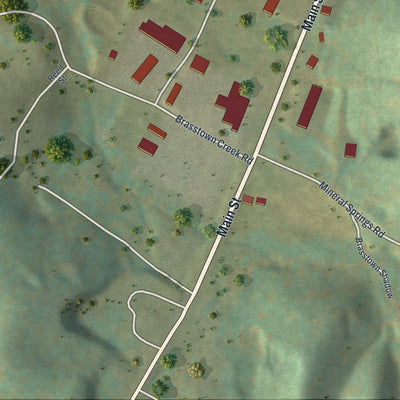 Close-up 2 of the Young Harris, Georgia map artwork
