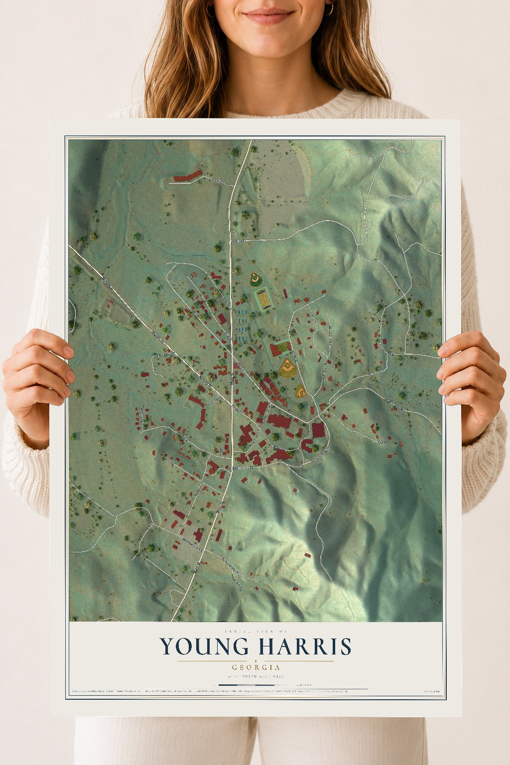 Young Harris, Georgia map print, 18" x 24" Archival Matte Print mockup