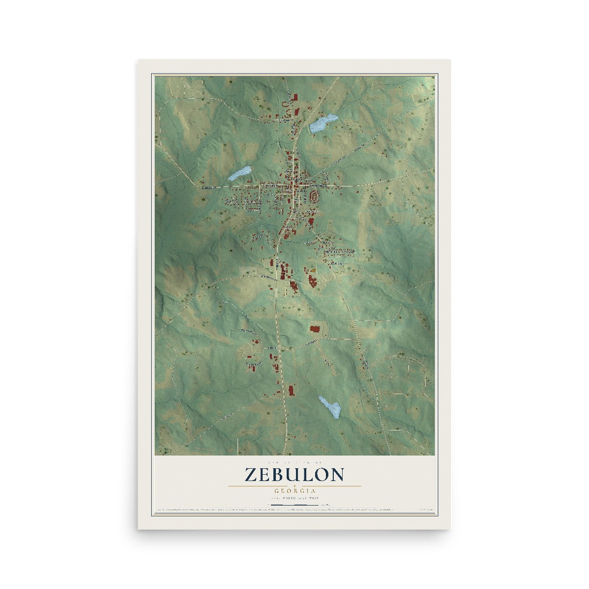 Zebulon, Georgia map print, 12" x 18" Archival Matte Print mockup