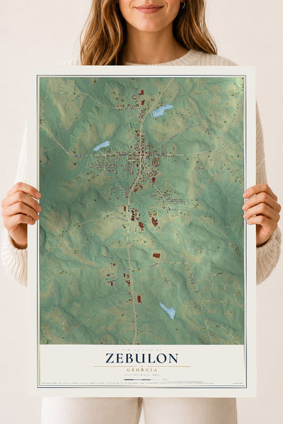 Zebulon, Georgia map print, 18" x 24" Archival Matte Print mockup