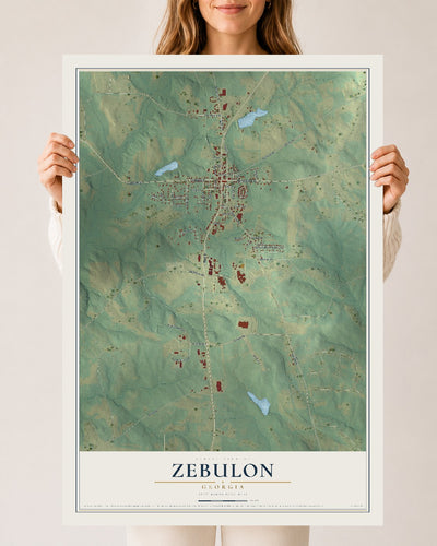 Zebulon, Georgia map print, 24" x 36" Archival Matte Print mockup
