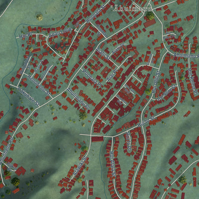 Second close-up of the map of Ahuimanu, Hawaii print showing more streets and buildings