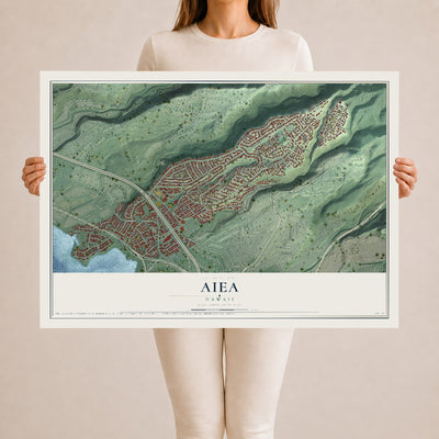 Map of Aiea, Hawaii, 24 x 36 inch unframed archival matte print