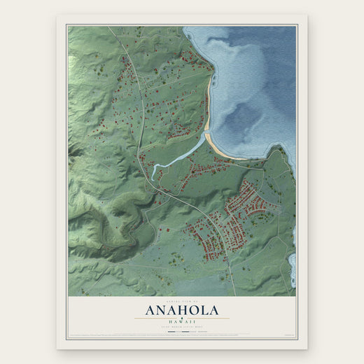 Anahola, Hawaii map print, the full design