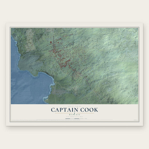 Captain Cook, Hawaii map print, the full design
