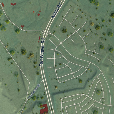 Second close-up of the map of East Kapolei, Hawaii print showing more streets and buildings