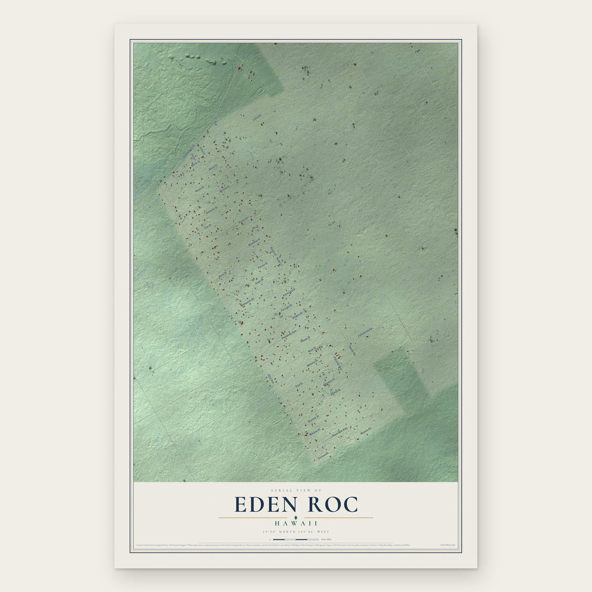Eden Roc, Hawaii map print, the full design