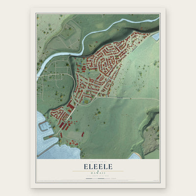 Eleele, Hawaii map print, the full design