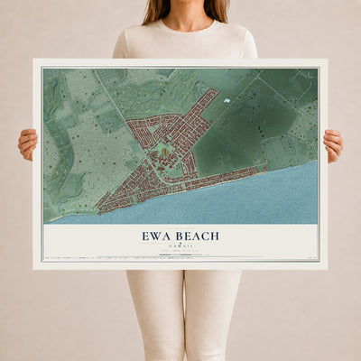 Map of Ewa Beach, Hawaii, 24 x 36 inch unframed archival matte print