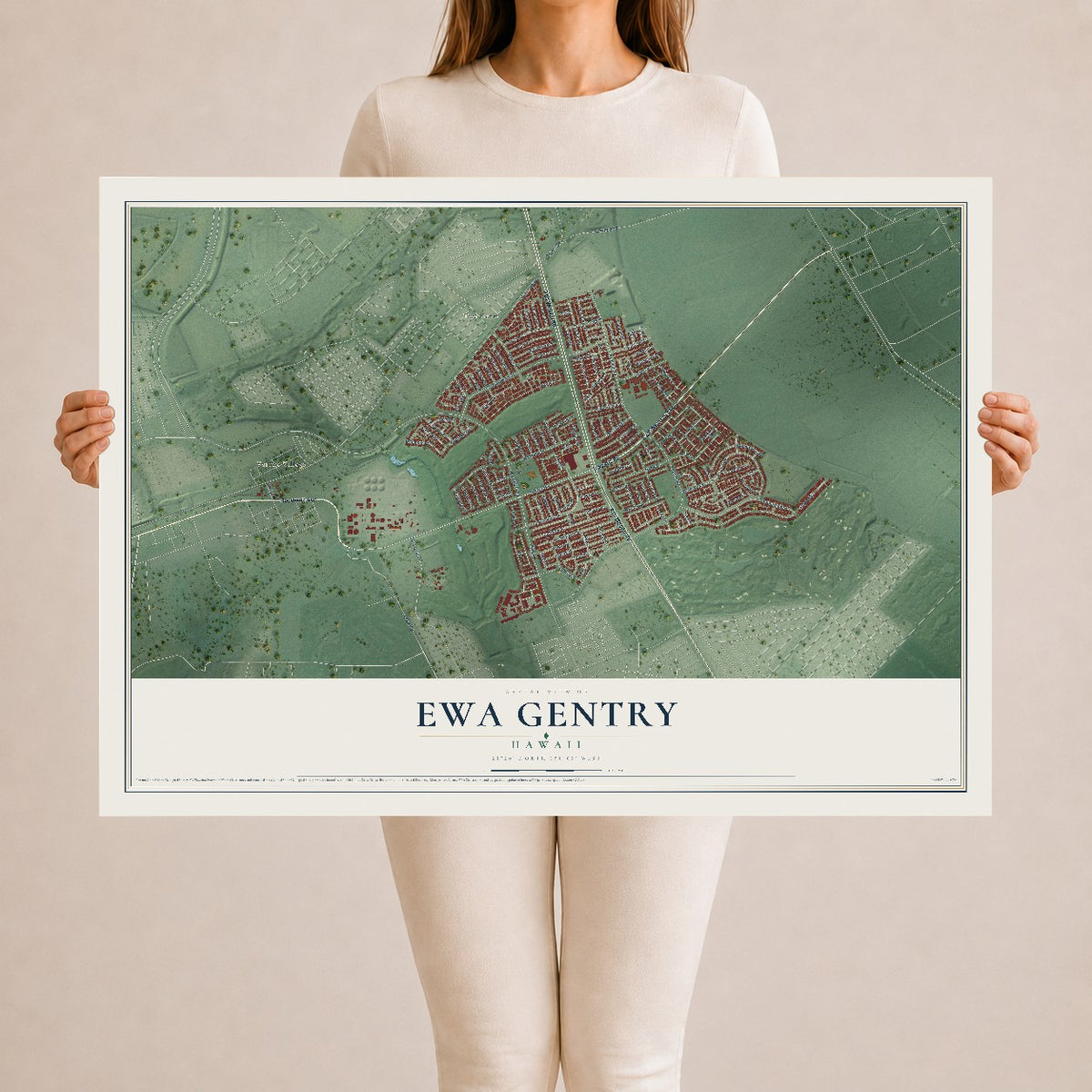 Map of Ewa Gentry, Hawaii, 24 x 36 inch unframed archival matte print