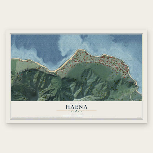 Haena, Hawaii map print, the full design
