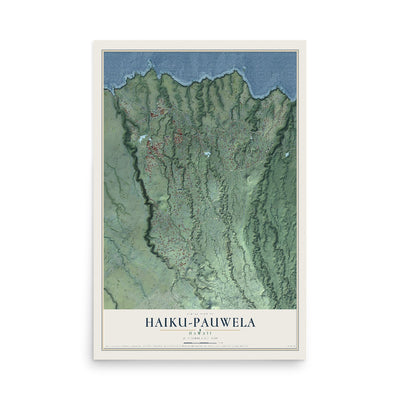 Map of Haiku-Pauwela, Hawaii, 12 x 18 inch unframed archival matte print