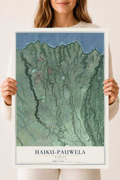 Map of Haiku-Pauwela, Hawaii, 18 x 24 inch unframed archival matte print