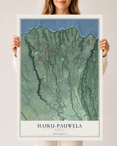 Map of Haiku-Pauwela, Hawaii, 24 x 36 inch unframed archival matte print
