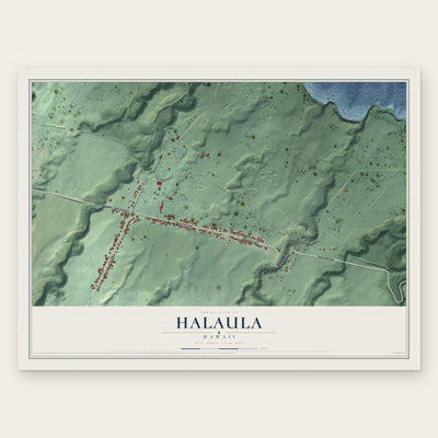 Halaula, Hawaii map print, the full design