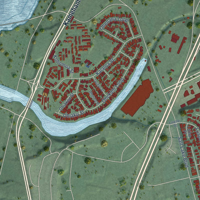 Second close-up of the map of Halawa, Hawaii print showing more streets and buildings