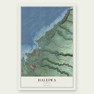 Haleiwa, Hawaii map print, the full design