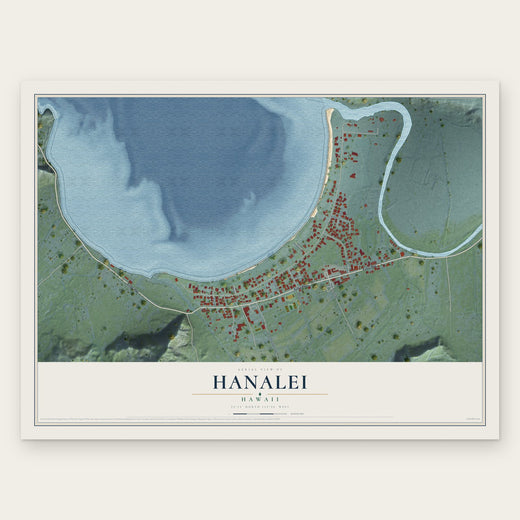 Hanalei, Hawaii map print, the full design