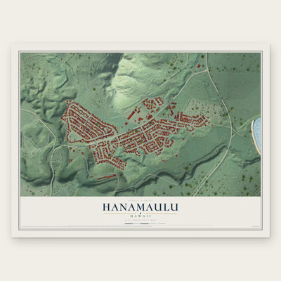 Hanamaulu, Hawaii map print, the full design