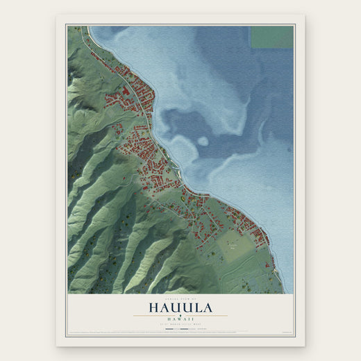 Hauula, Hawaii map print, the full design