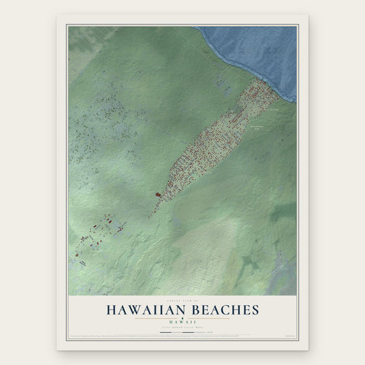 Hawaiian Beaches, Hawaii map print, the full design