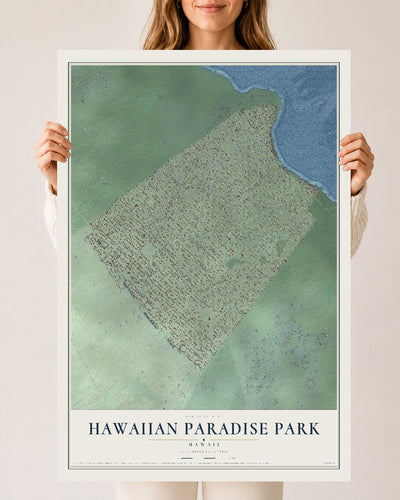 Map of Hawaiian Paradise Park, Hawaii, 24 x 36 inch unframed archival matte print