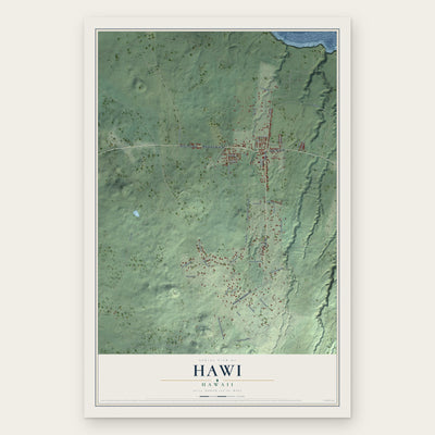 Hawi, Hawaii map print, the full design