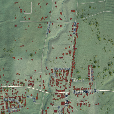 Close-up of the map of Hawi, Hawaii print showing street and building detail