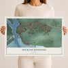 Map of Hickam Housing, Hawaii, 12 x 18 inch unframed archival matte print
